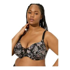 Torrid XO Plunge Push-Up Bra in a floral and skull print - Size 42DDD